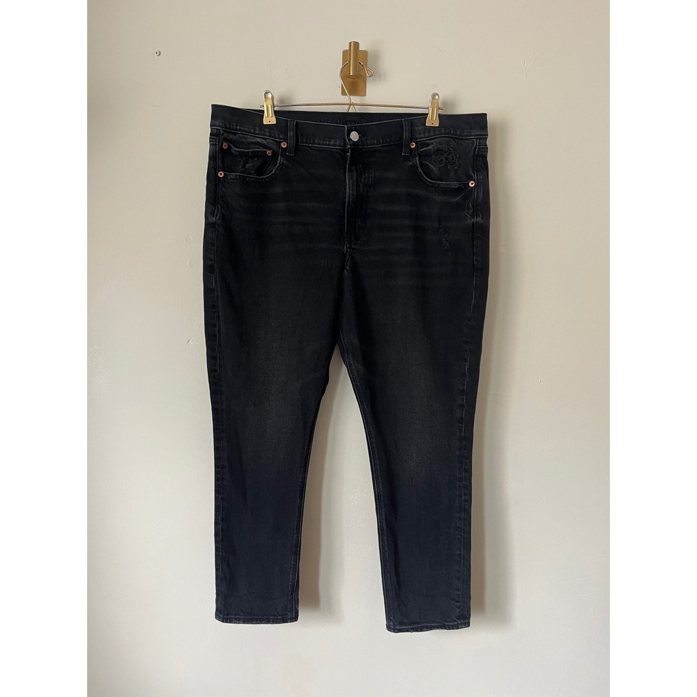 American Eagle 90s Skinny Jeans Black High Waisted Stretch Denim Womens 18 Short